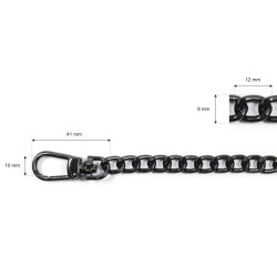 Łańcuszek do torebki z karabinczykiem 120 cm czarny nikiel